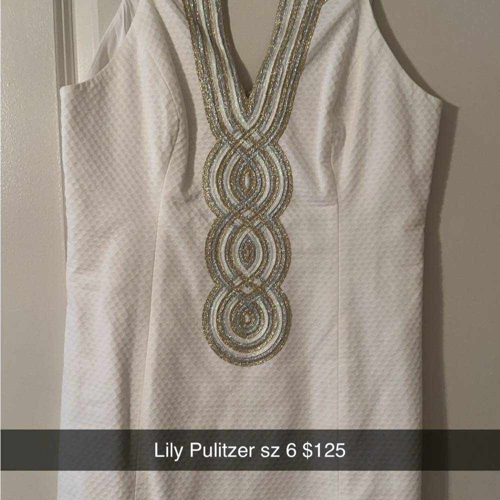 Lilly Pulitzer White Dress with Gold Accents